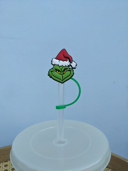 Christmas Green Grinch Straw Topper